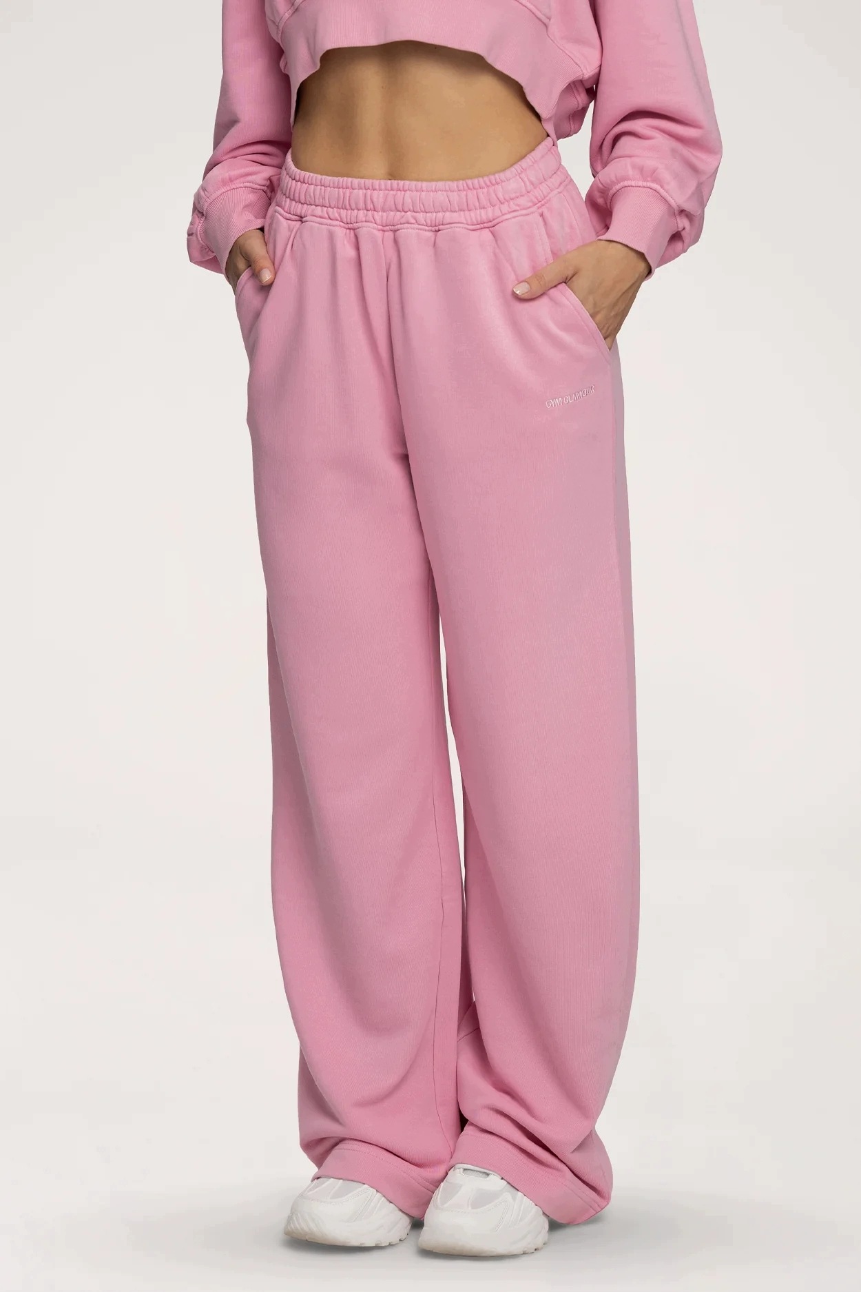 Gym Glamour Teplákové kalhoty s rovnou nohavicí Easy light pink vel.