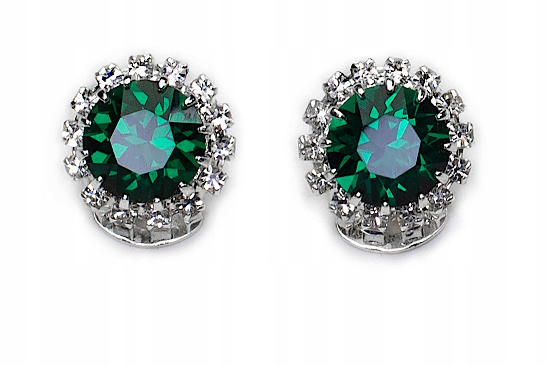 

Srebrne Klipsy Zielone Emerald Kryształy Jablonex