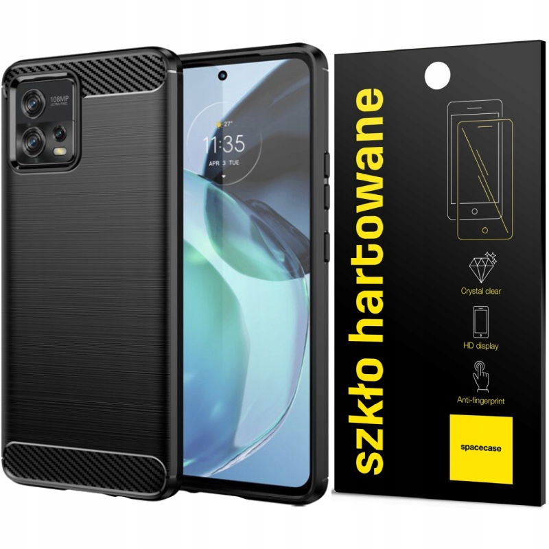 

Etui Pancerne Carbon Do Moto G72 Pełne Szkło