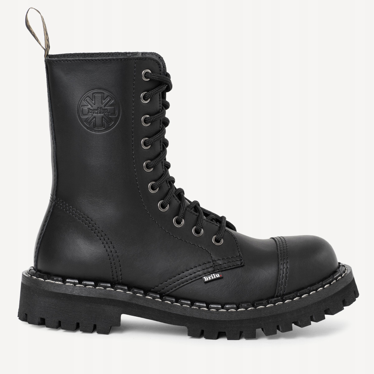 GLANY BRILU STEEL-NOSE POLSKIE 10-DZIUR WYSOKIE CZARNE SKÓRA 38 Oryginalne opakowanie producenta pudełko