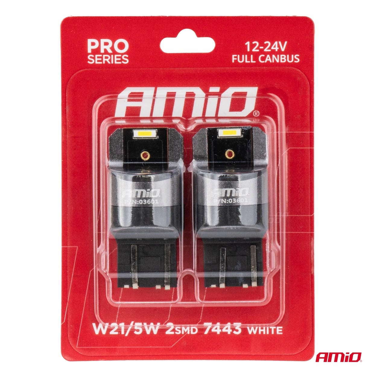 AMiO Żarówki LED FULL CANBUS PRO W21/5W 2x1860 SMD białe 12V 24V AMIO-03601 Rodzaj LED
