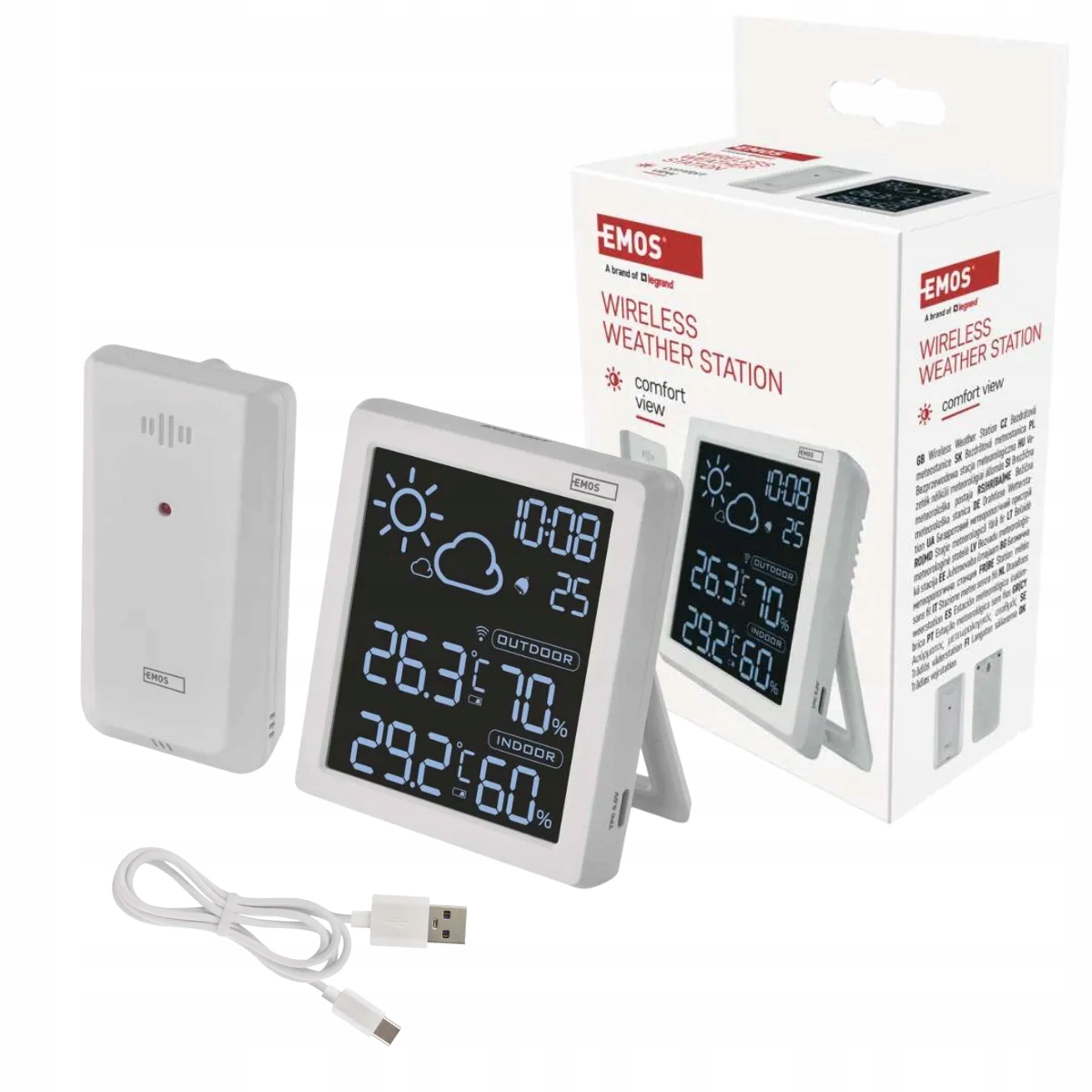 Bezdrátová meteorologická stanice Meteo Usb E8647W, bílá Emos