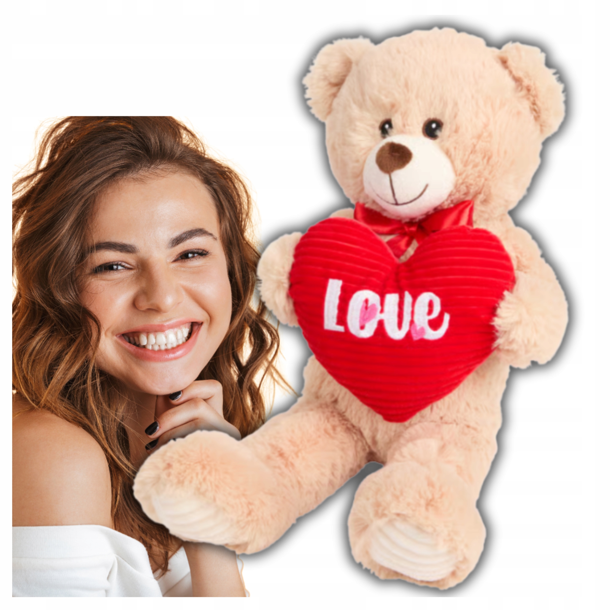 Velký Plyšový Medvídek Valentýnský S Srdcem Na Valentýna 50 CM