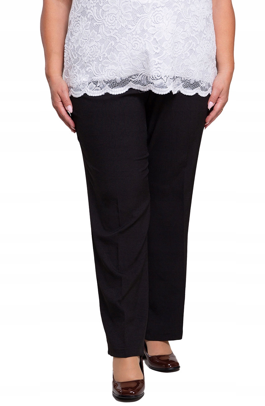 Černé lněné kalhoty s výstřihem 54