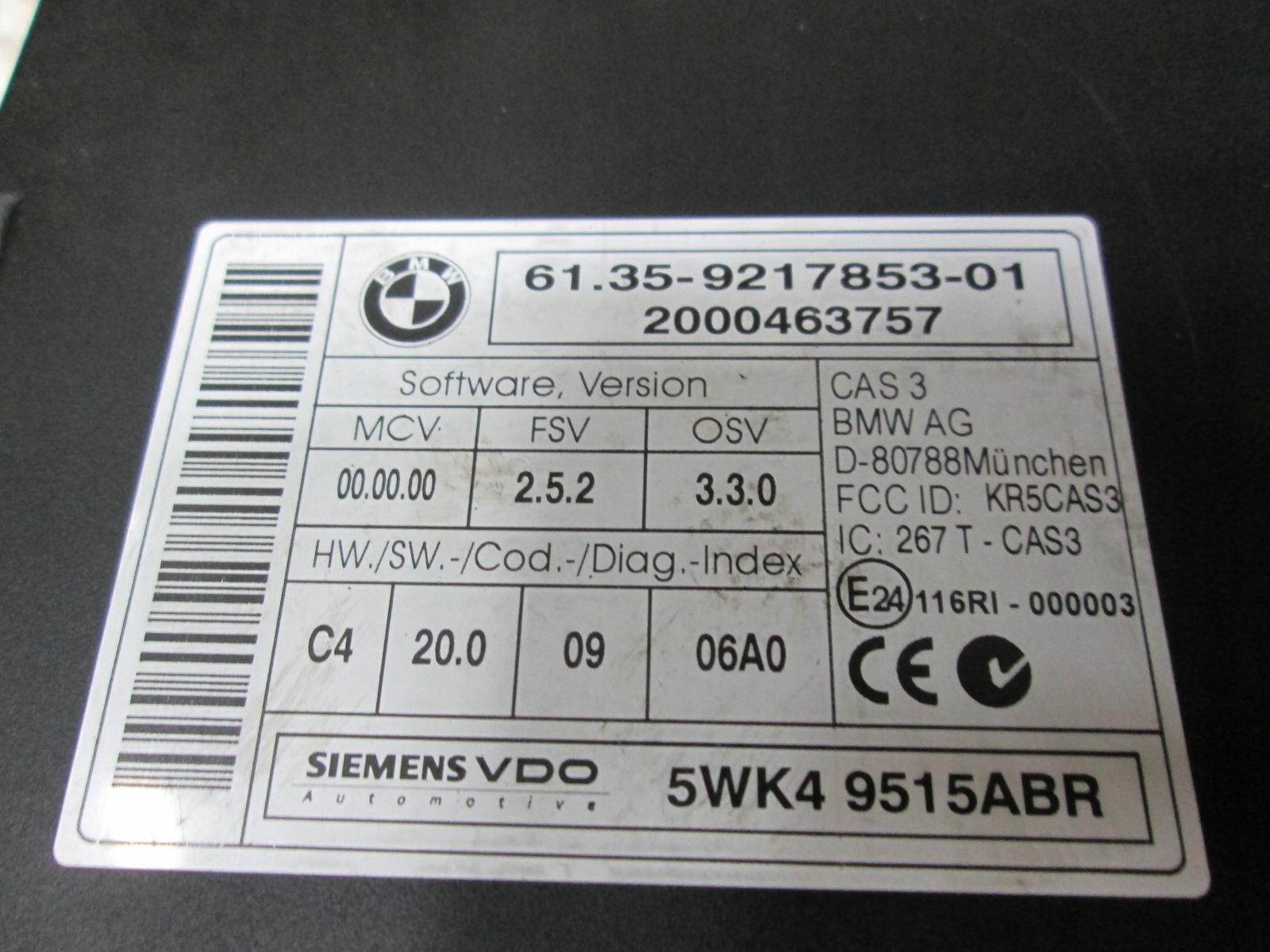 BMW E90 E87 Computer Bedienteil DES MOTORS 8506434 N47