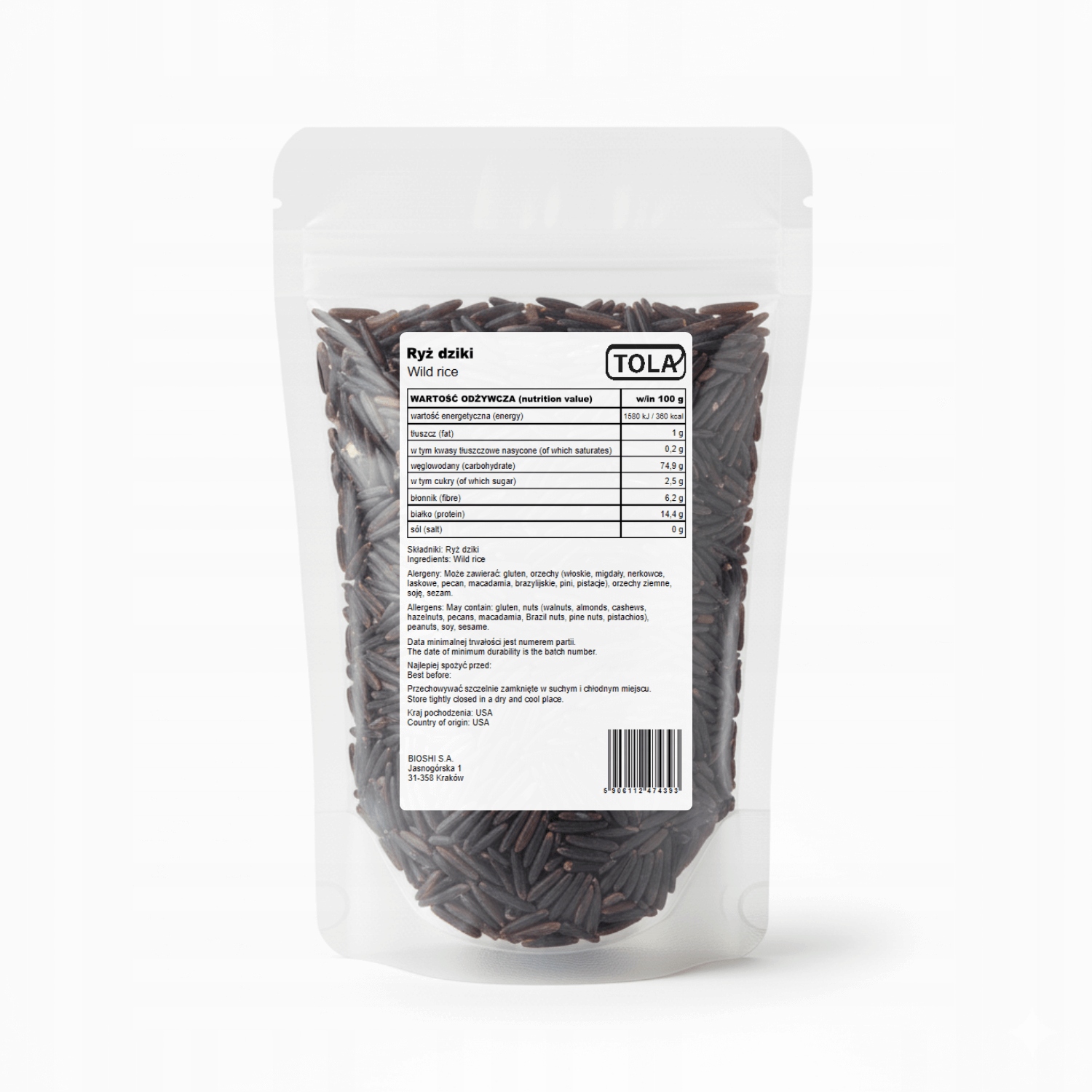 Levně Divoká rýže Tola 2 kg přírodní, vysoká kvalita Tola