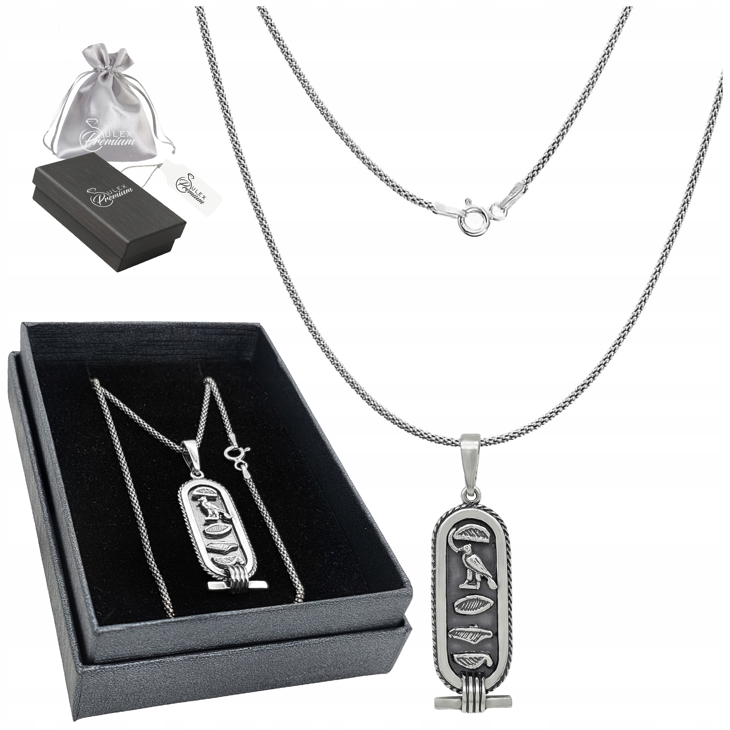 Stříbrný náhrdelník s přívěskem Egyptské hieroglyfy Stříbro ryzost 925 50 cm