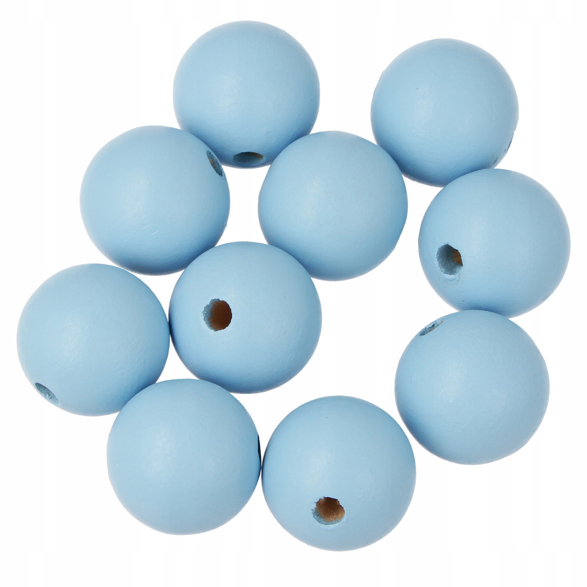 Korale kulki drewniane Baby Blue 30mm 10szt