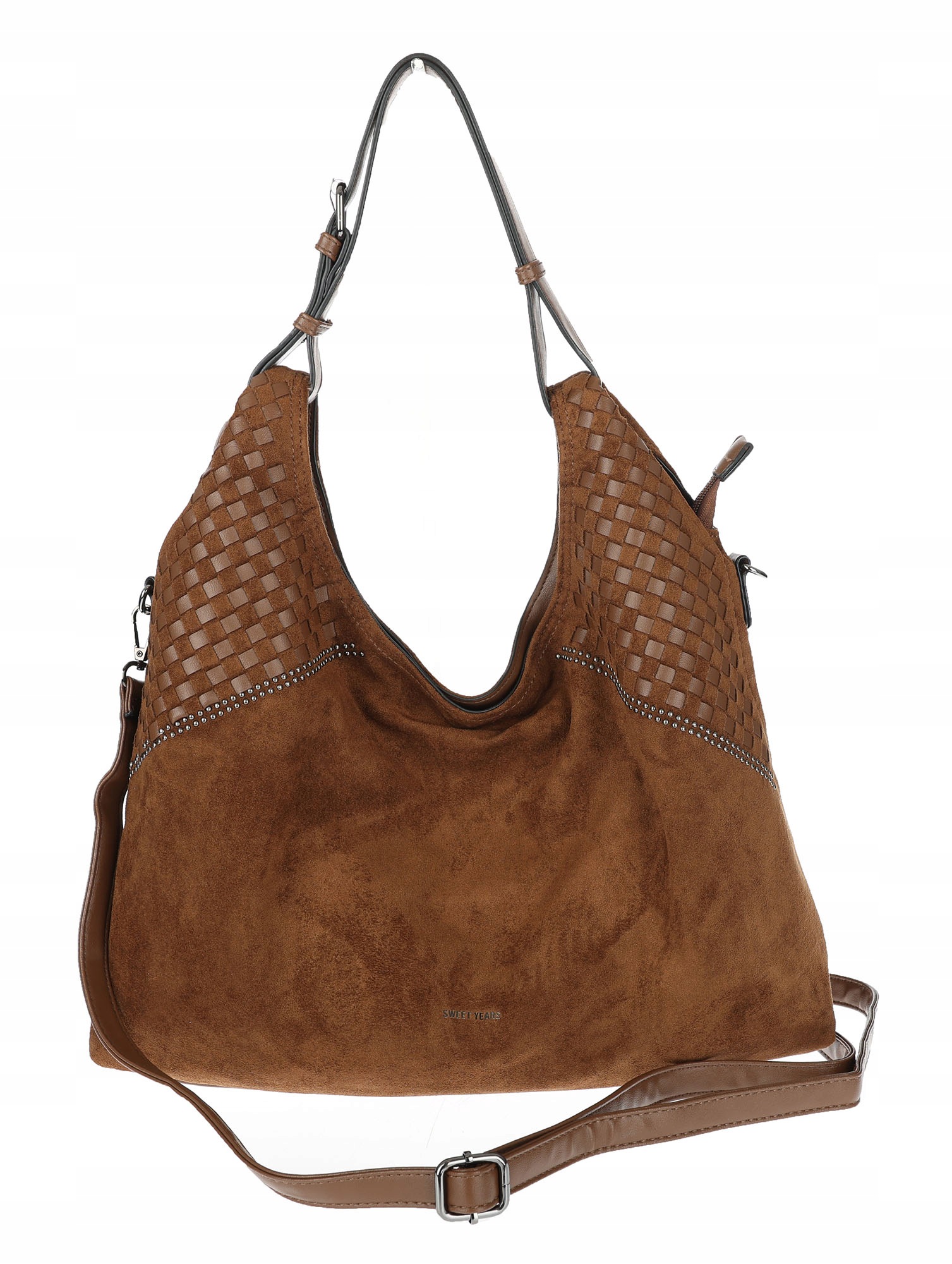 Dámská shopper kabelka semišová prostorná pásek lehká BS105 J. Hnědá
