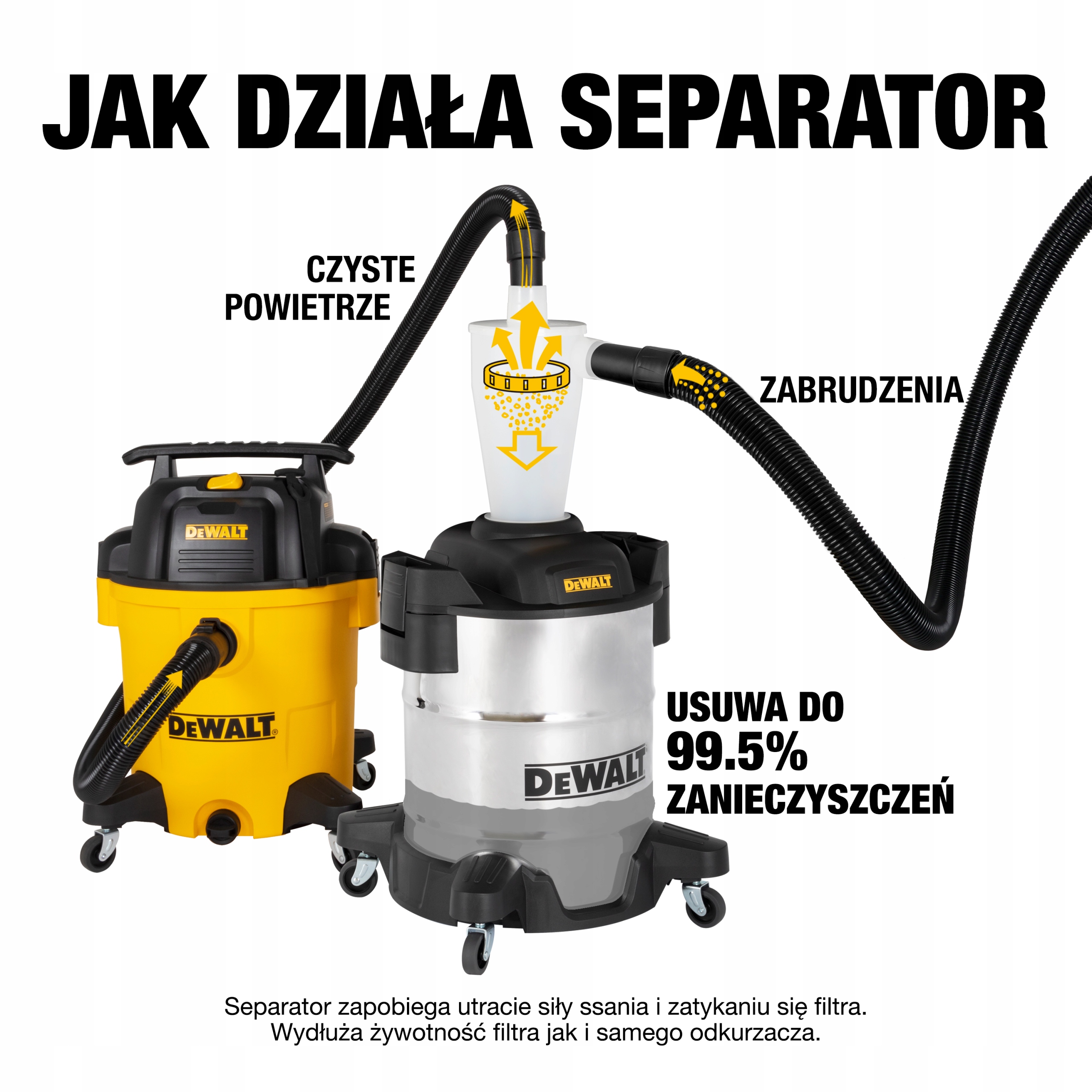 SEPARATOR PYŁU CYKLONOWY WSTĘPNY DeWALT DXVCS003 38L INOX EAN (GTIN) 6921183001704