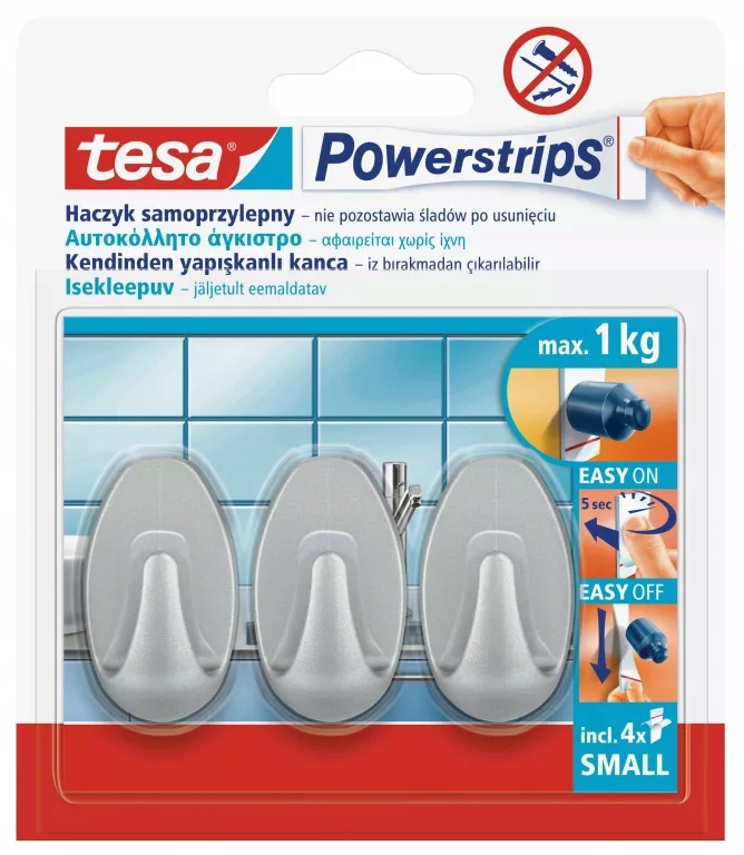 

Tesa, Powerstrips Owalne, Haczyki, 3 Sztuki