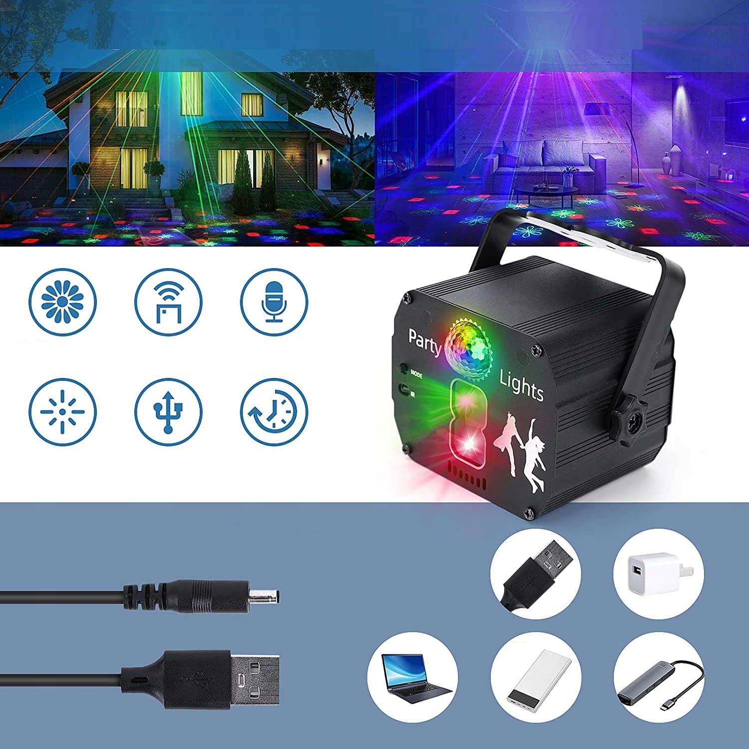 LASER projektor DYSKOTEKOWY lampa DISCO stroboskop Model CS04777