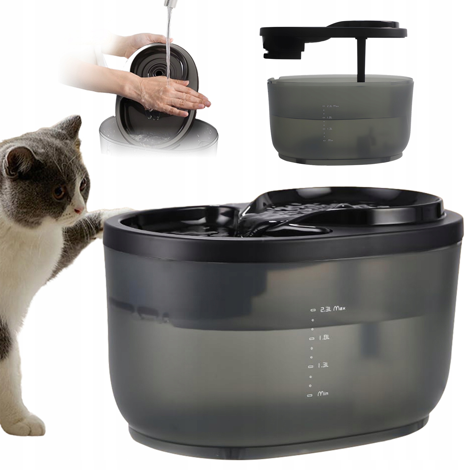 Napáječka Miska Napáječka Tichá Fontána Pro Kočky Psa 2,3L Automatická