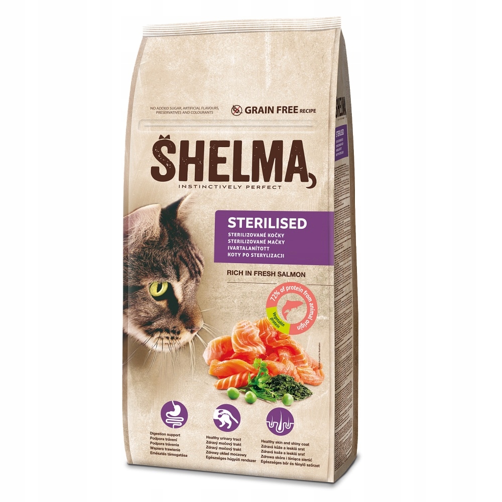 Levně Shelma Cat Sterilised Salmon Gf 8 kg