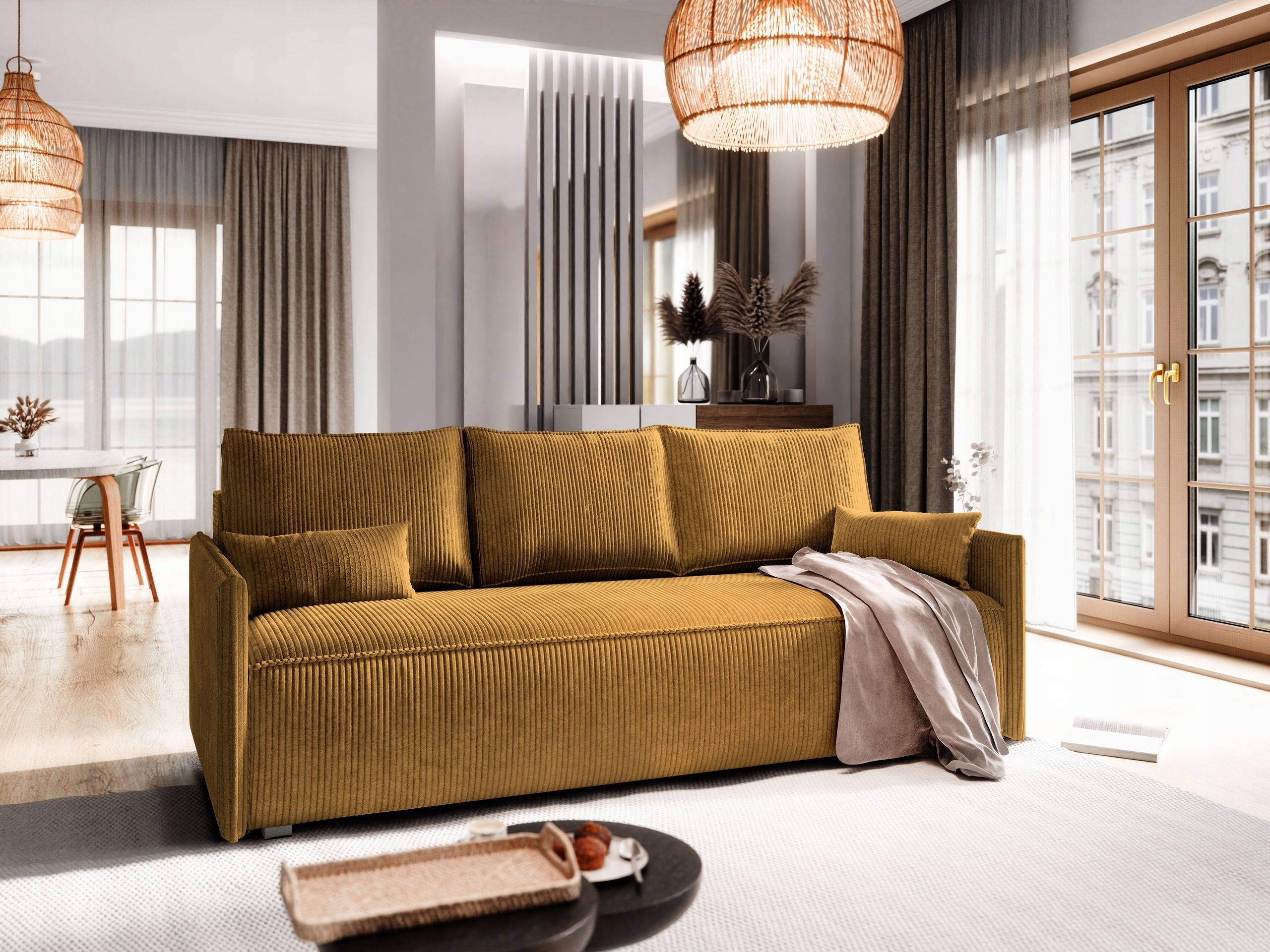 Sofa Mestor rozkládací pohovka Funkce Spaní, úložný prostor na povlečení