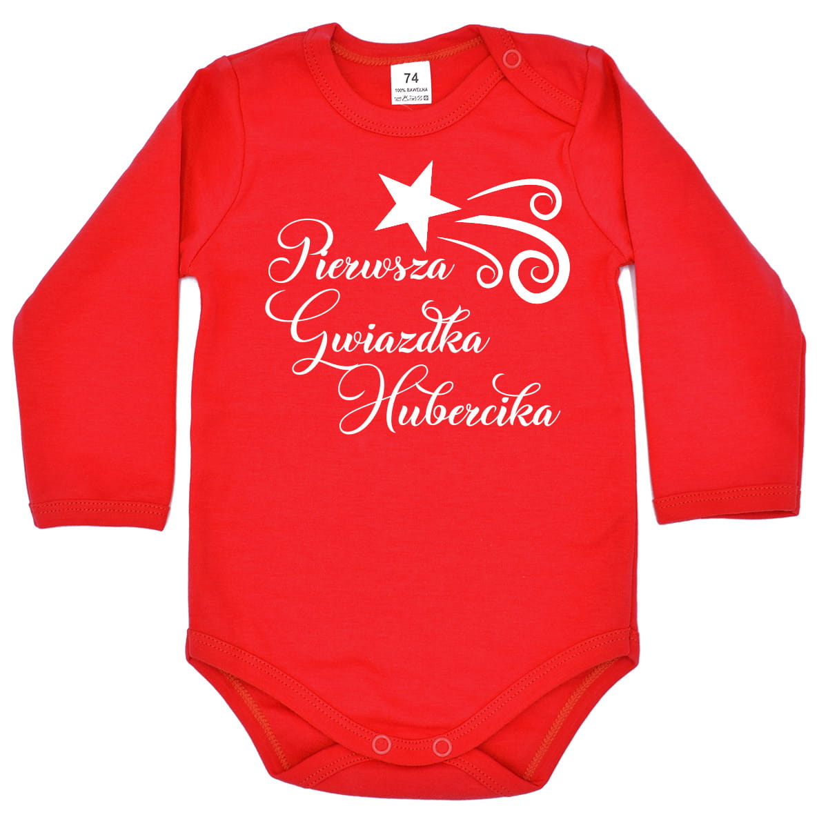 Body czerwone PIERWSZA GWIAZDKA +IMIĘ, święta r98