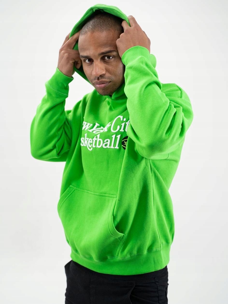 Mikina S Kapucí (klokanka) Bavlněná Zelená Basketbal K1X Nyc L