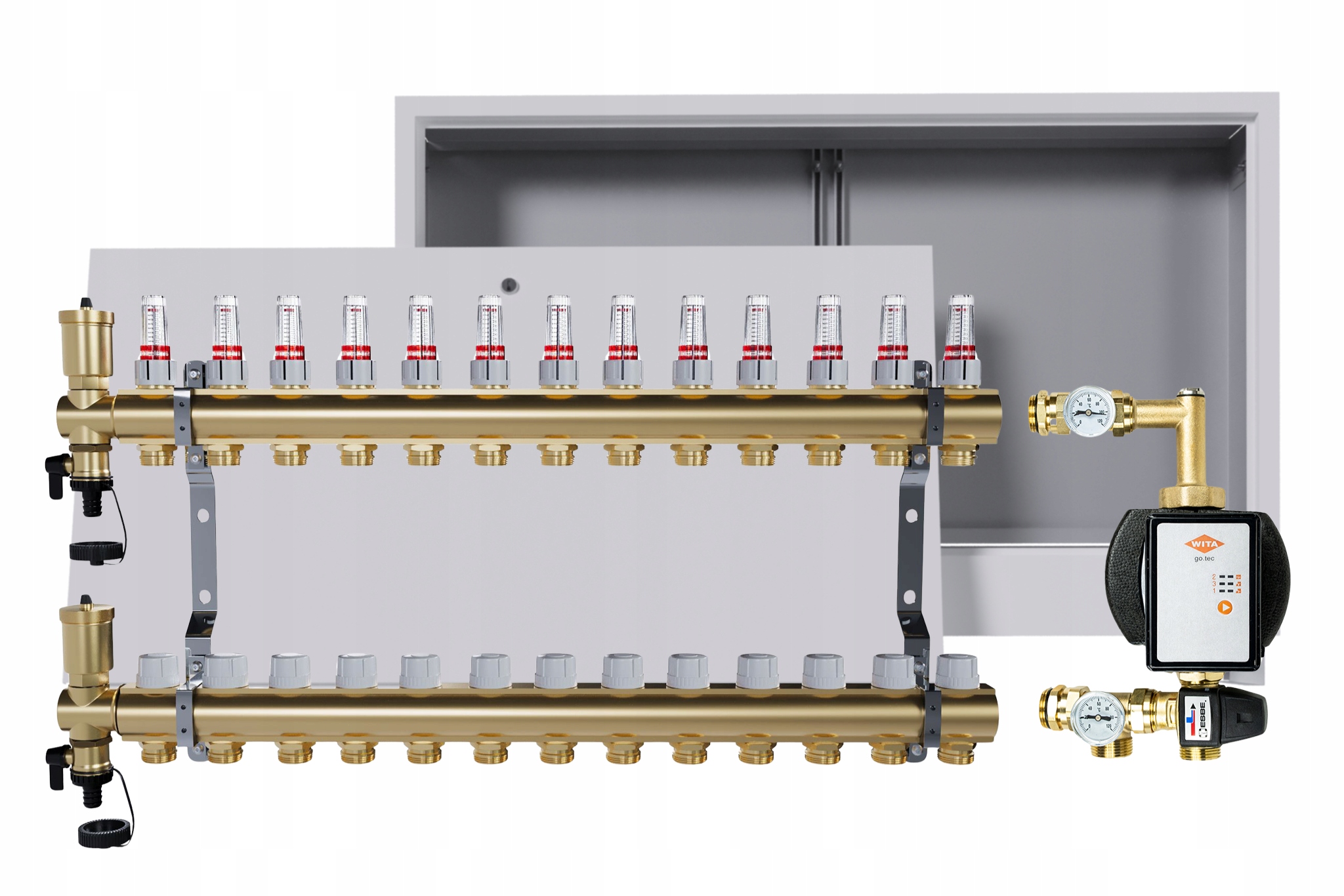 Rozdělovač pro podlahu 13 okruhů s Wita skupinou podomítkový box