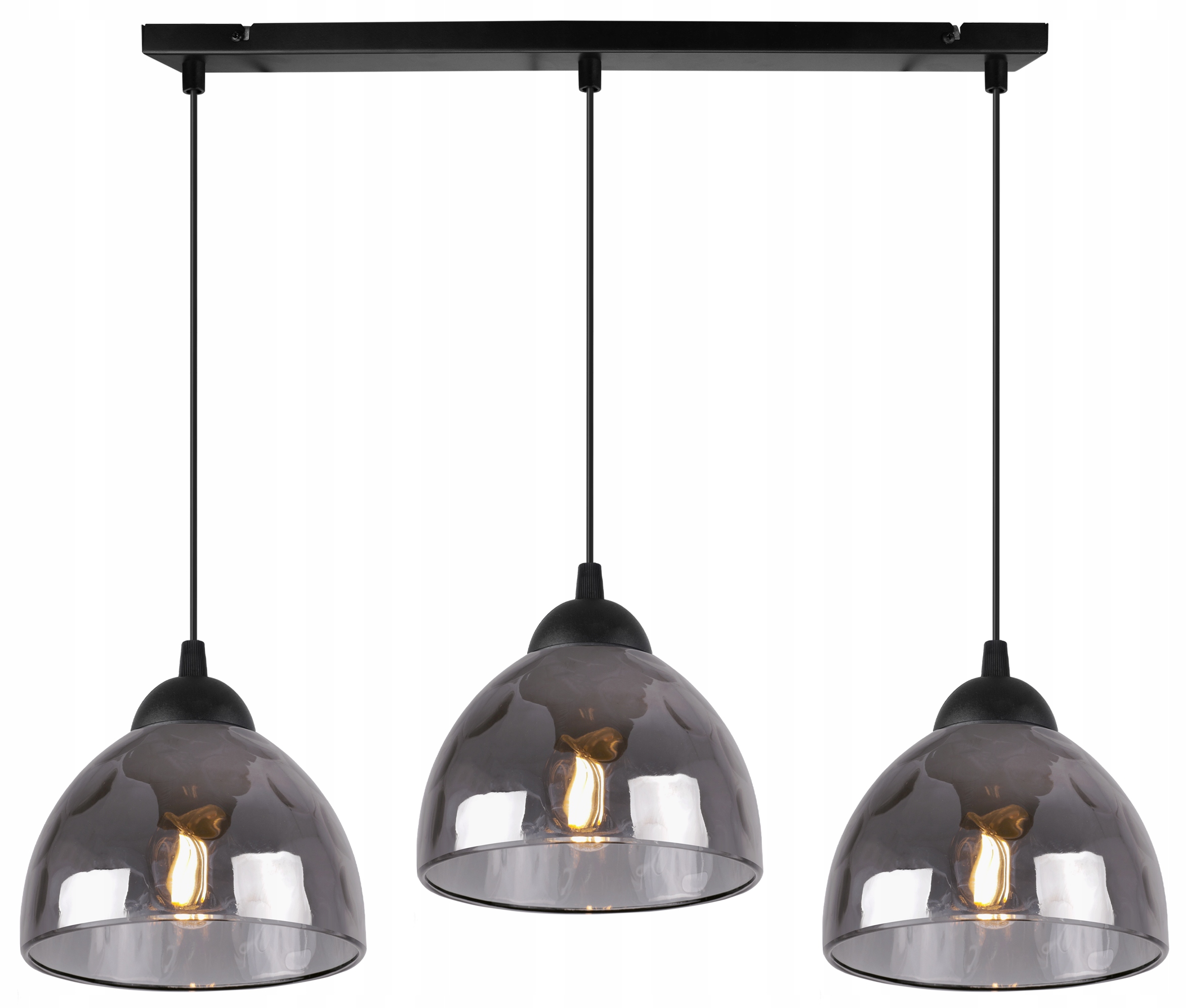 Lampa Sufitowa Wisząca Żyrandol Listwa Potrójna Czarna Grafitowa Szklana