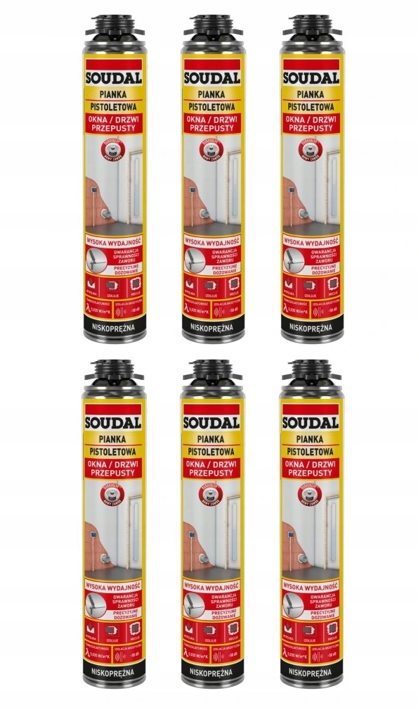 Soudal Pištoľová polyuretánová montážna pena 750 ml 121105 6 kusov