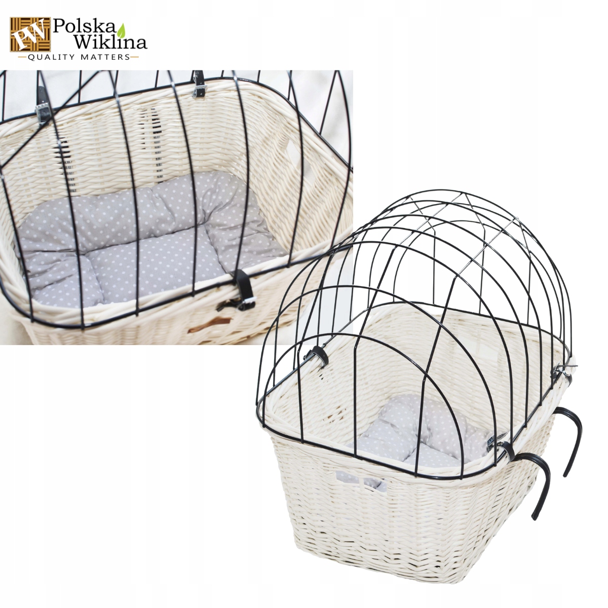 

Kosz na kierownicę dla psa kota biały poduszka