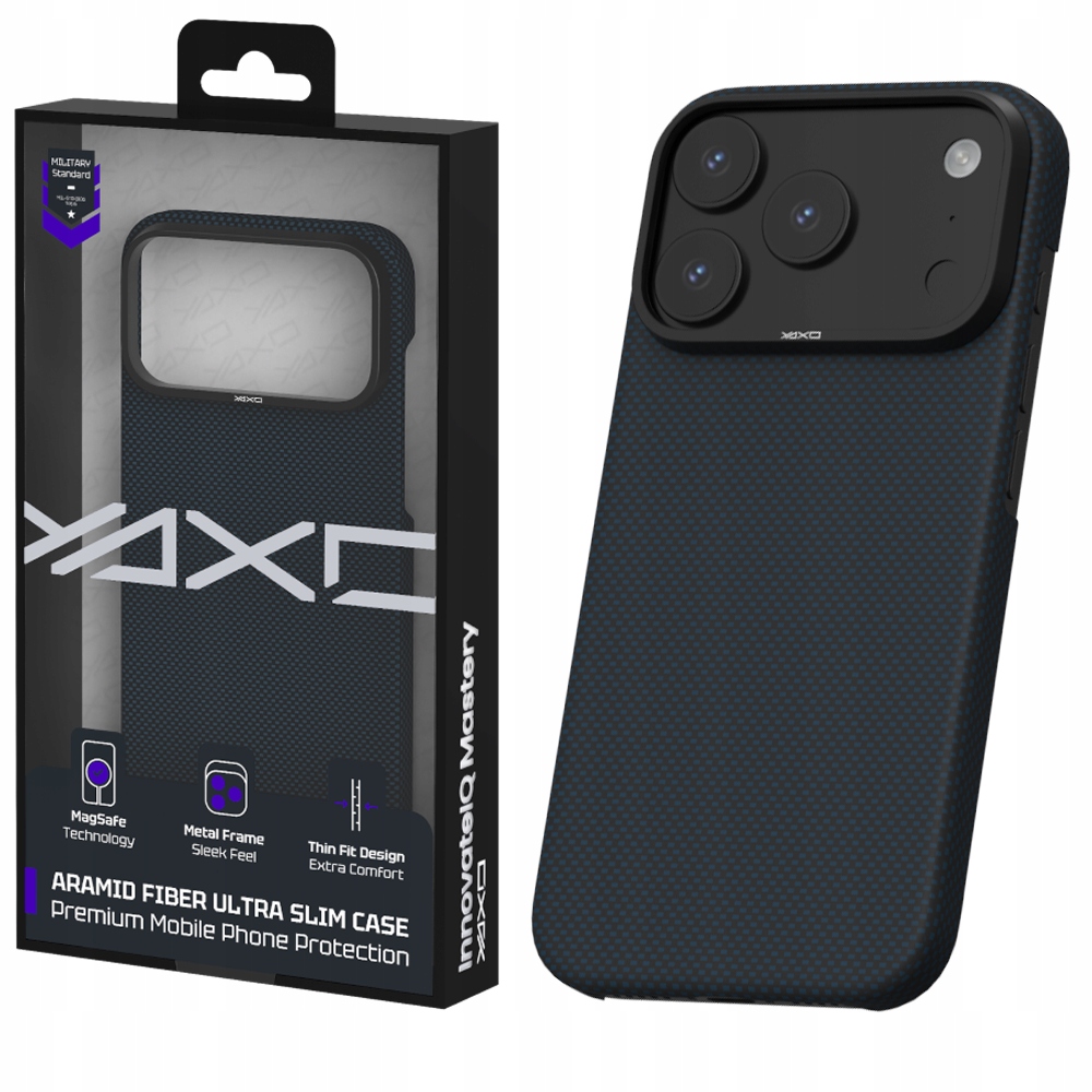 Etui do iPhone 17 Pro Max Yaxo Aramid Fiber do MagSafe kevlar, smukły case