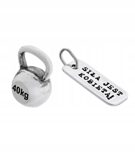 Stříbrný komplet Fit Kettlebell a Síla Je Žena