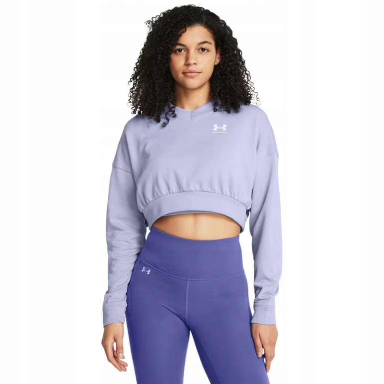 Under Armour Bluza Crop Rival Terry Fioletowa S