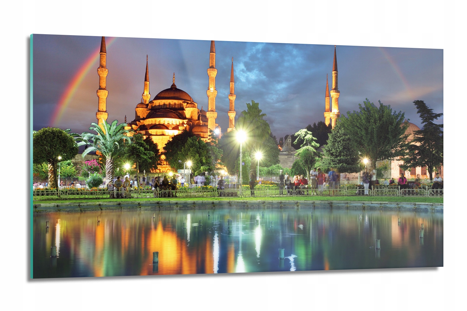 skleněná deska Chrám duha noc 120x60 na zeď