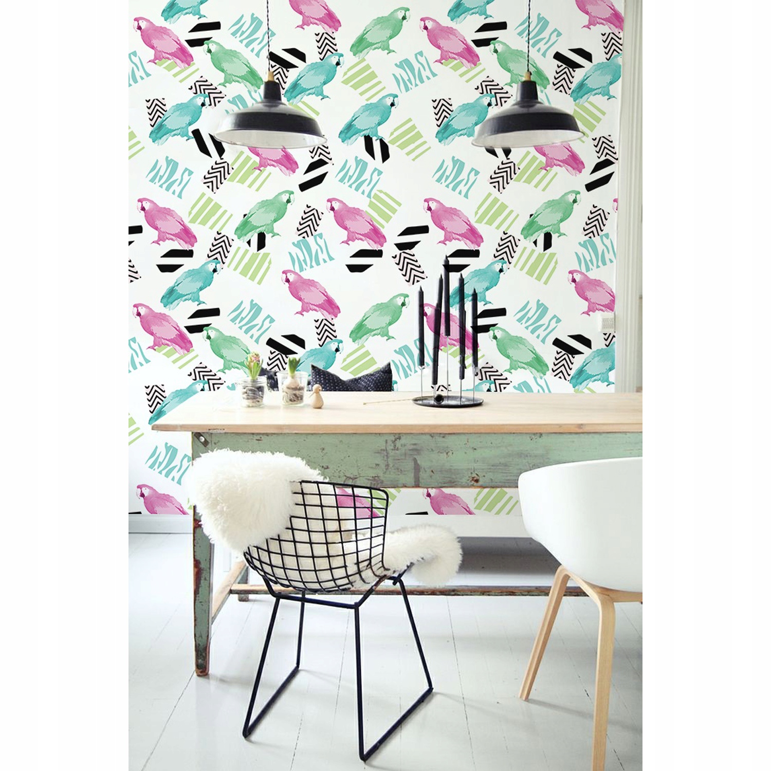 

Fototapeta Nowoczesne kolorowe papugi 250x104 cm