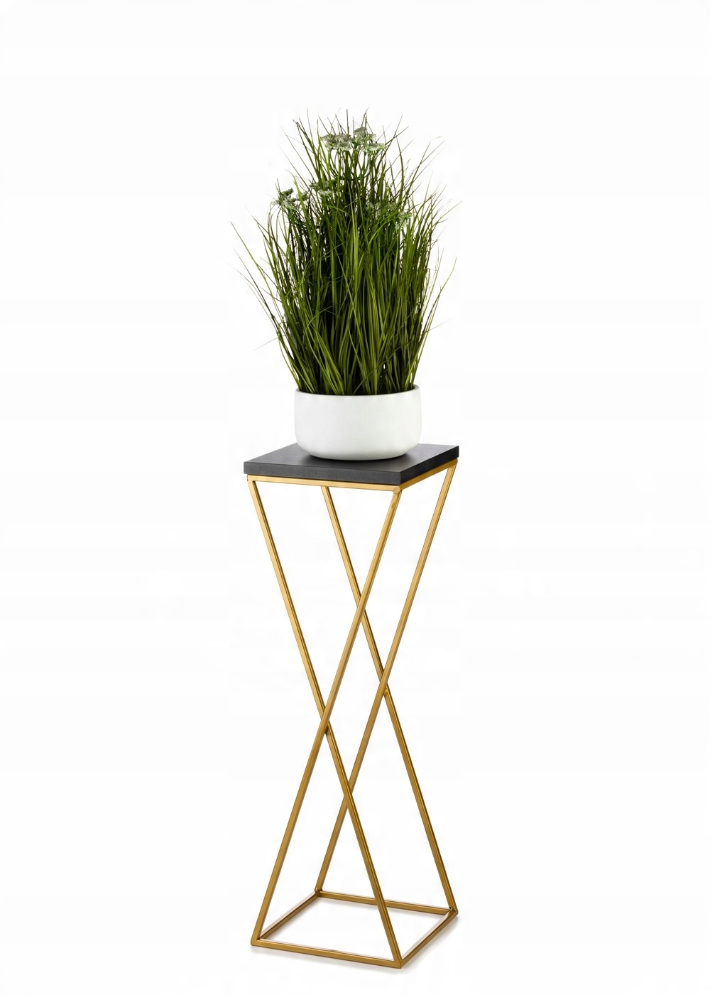 

Złoty Kwietnik Metalowy Z Blatem Mdf Salon 70 cm