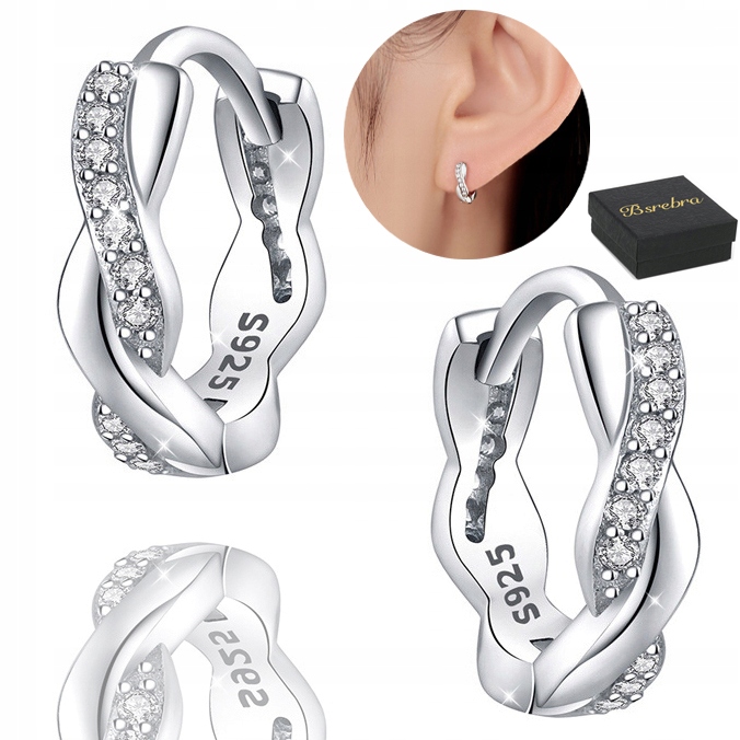 Stříbrné Náušnice Ryzost 925 Kruhy Obruče Stříbro Kolečka se Zirkony Dámské