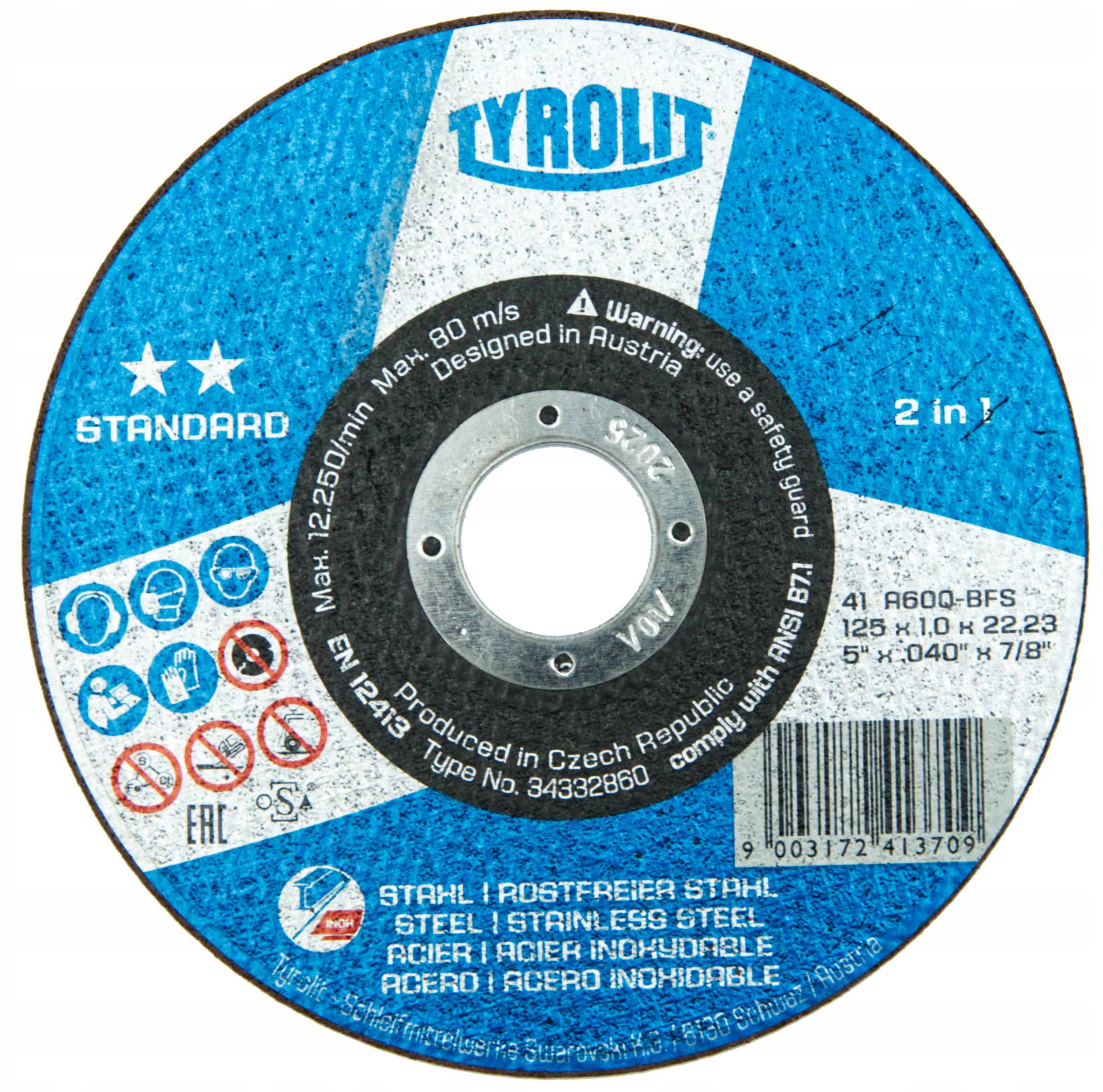 

Tarcza do cięcia Metalu Stali Nierdzewnej 125x6