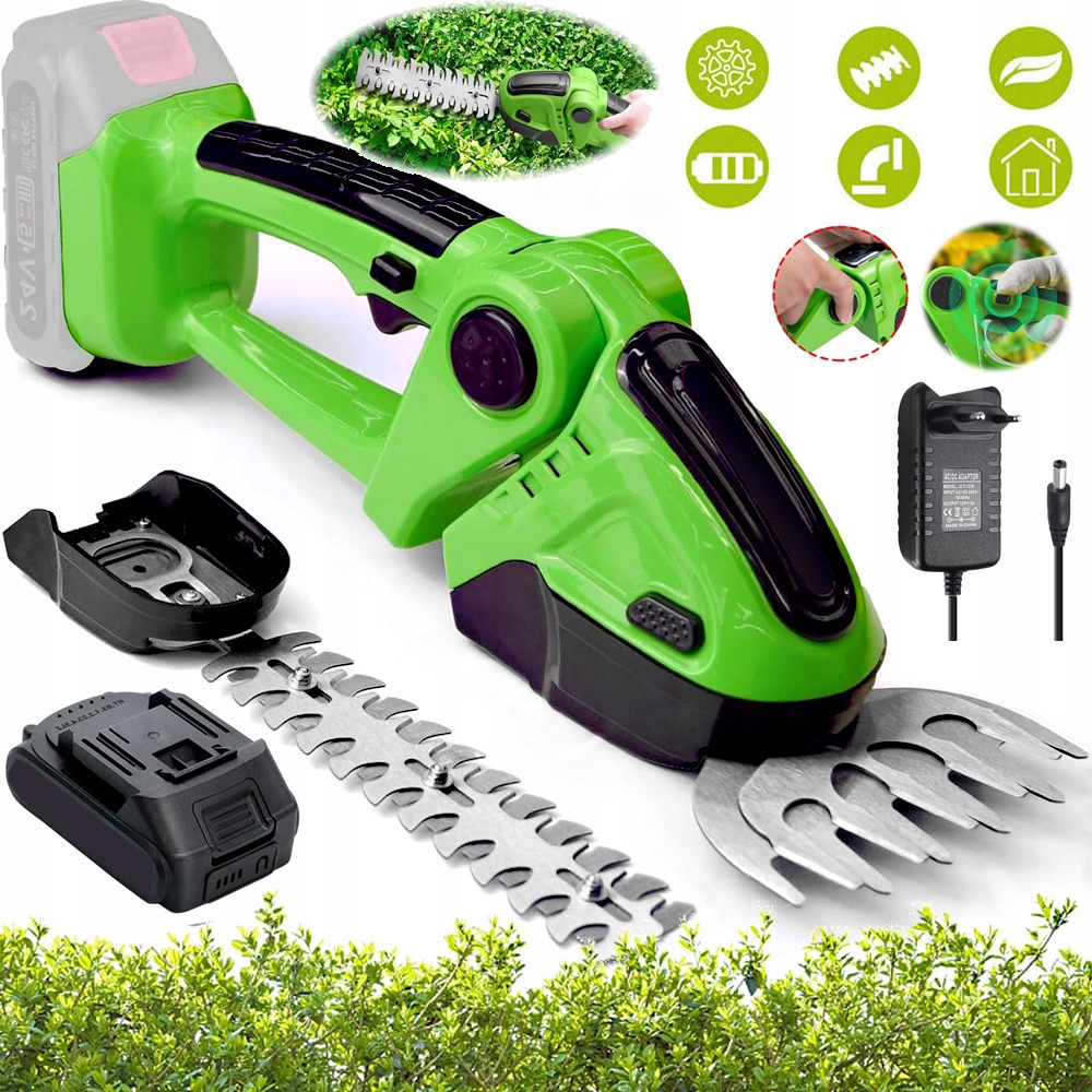Akumulátorové Zahradní nůžky 2V1 Keře Živý Plot Tráva Nůžky 24V 1500 Mah