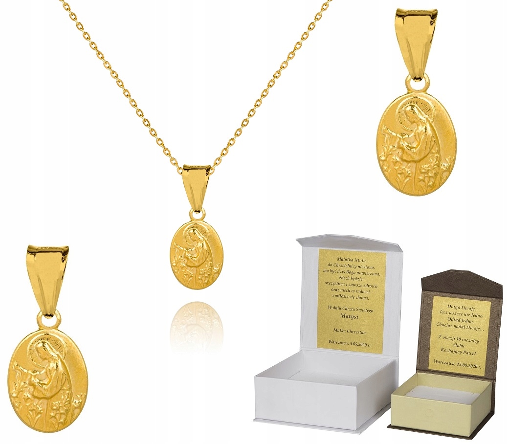 925 Zlatý Řetízek Medailon 40 CM Věnování A4M34