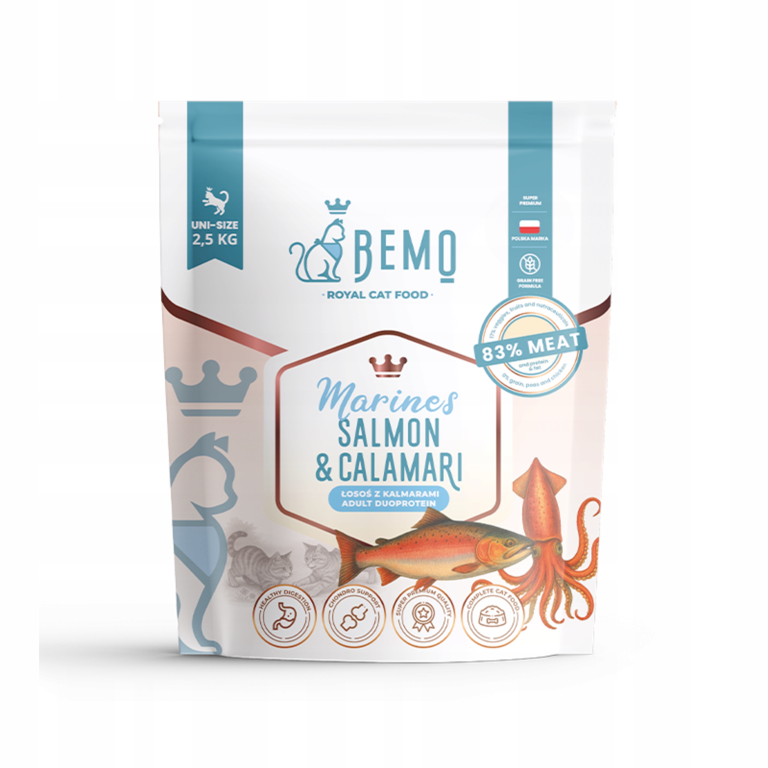 Levně Bemo Cat Marines 2,5 kg – suché krmivo pro kočky s lososem a olihněmi