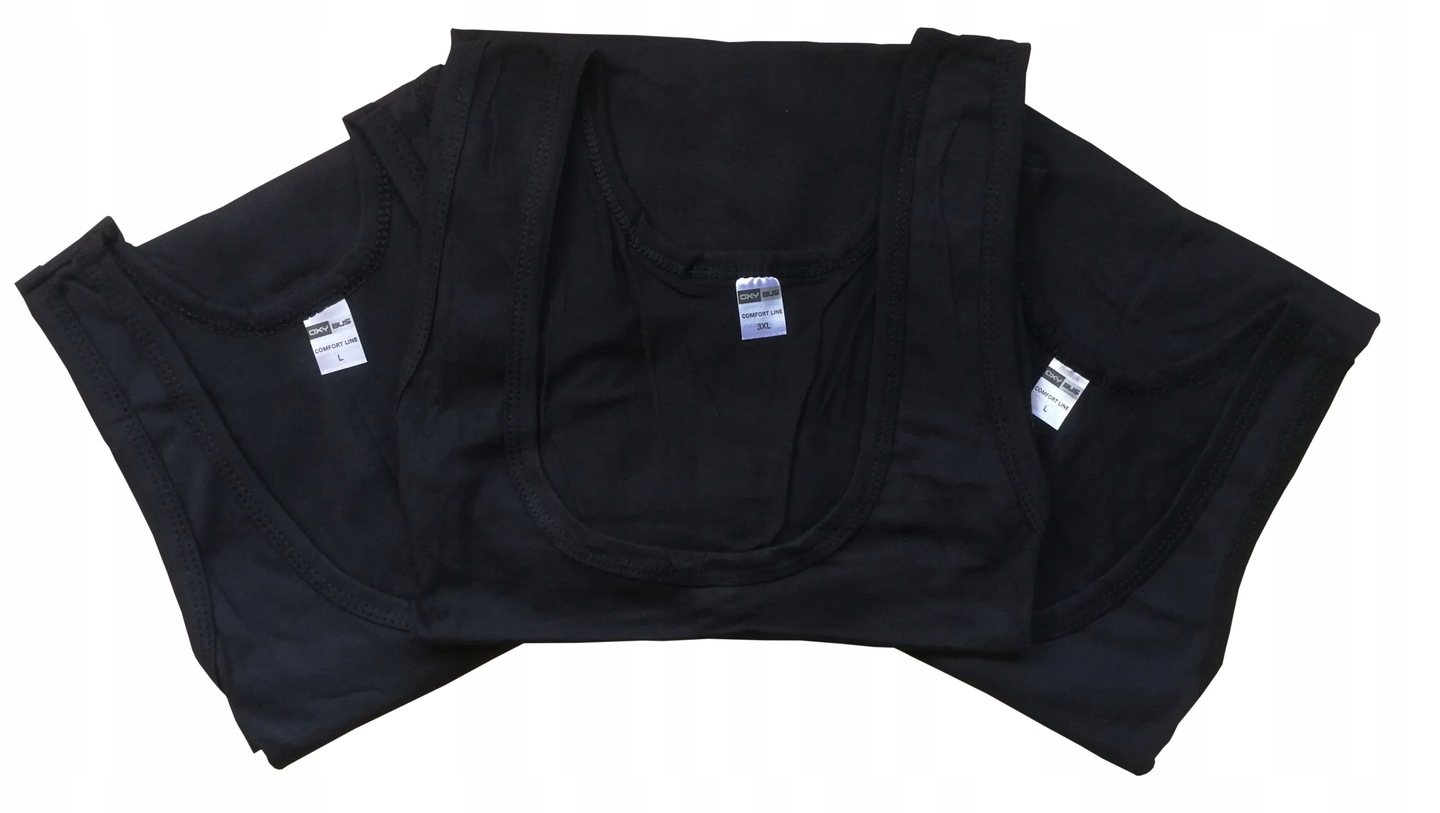 PODKOSZULKA KOSZULKA MĘSKA 100% BAWEŁNA GŁADKA CZARNA OKRĄGŁY - 4XL Marka inna