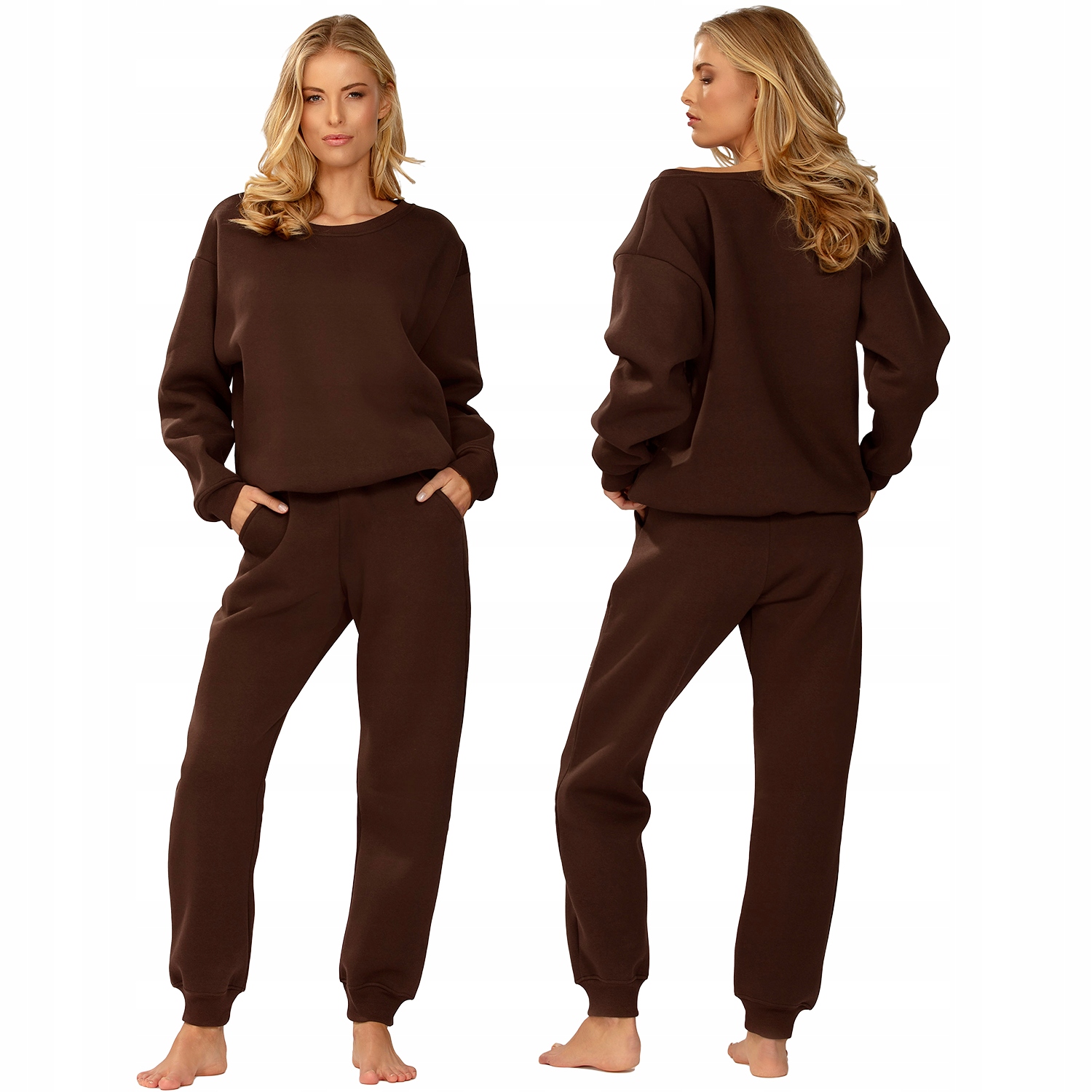 Dkaren Rehema-Kpl čokoláda S bavlna teplákovka hnědý Komplet Mikina Kalhoty