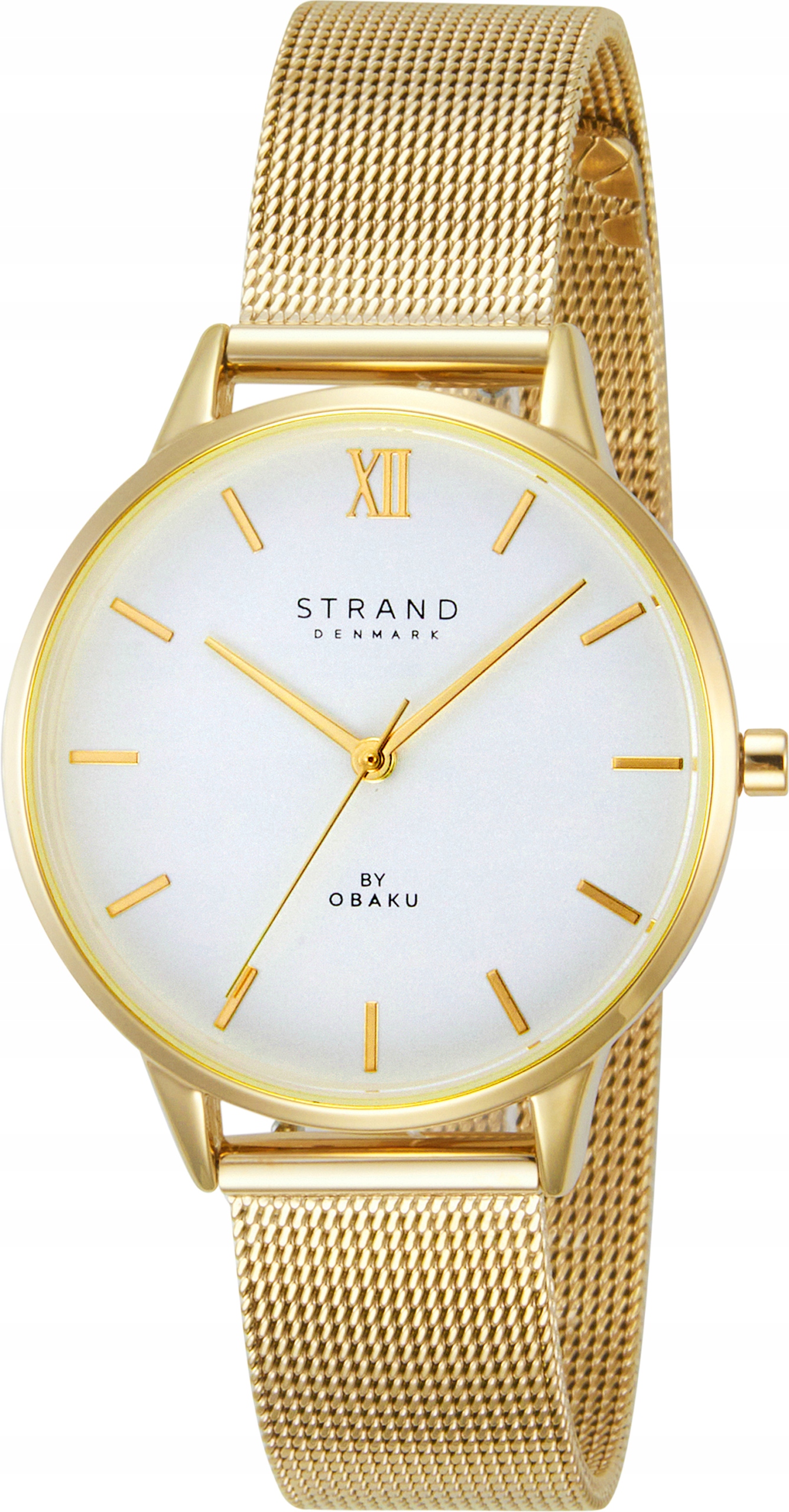 Nové Originální dámské hodinky Strand by Obaku S747LXGIMG-DNO zlaté, meshové