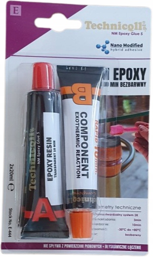 

Klej epoksydowy bezbarwny 10min 2x20ml Technicoll