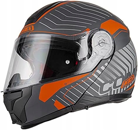 NZI Combi Duo 2 - Modułowy Kask Motocyklowy Poliwęglan Szaro-Pomarańczowy