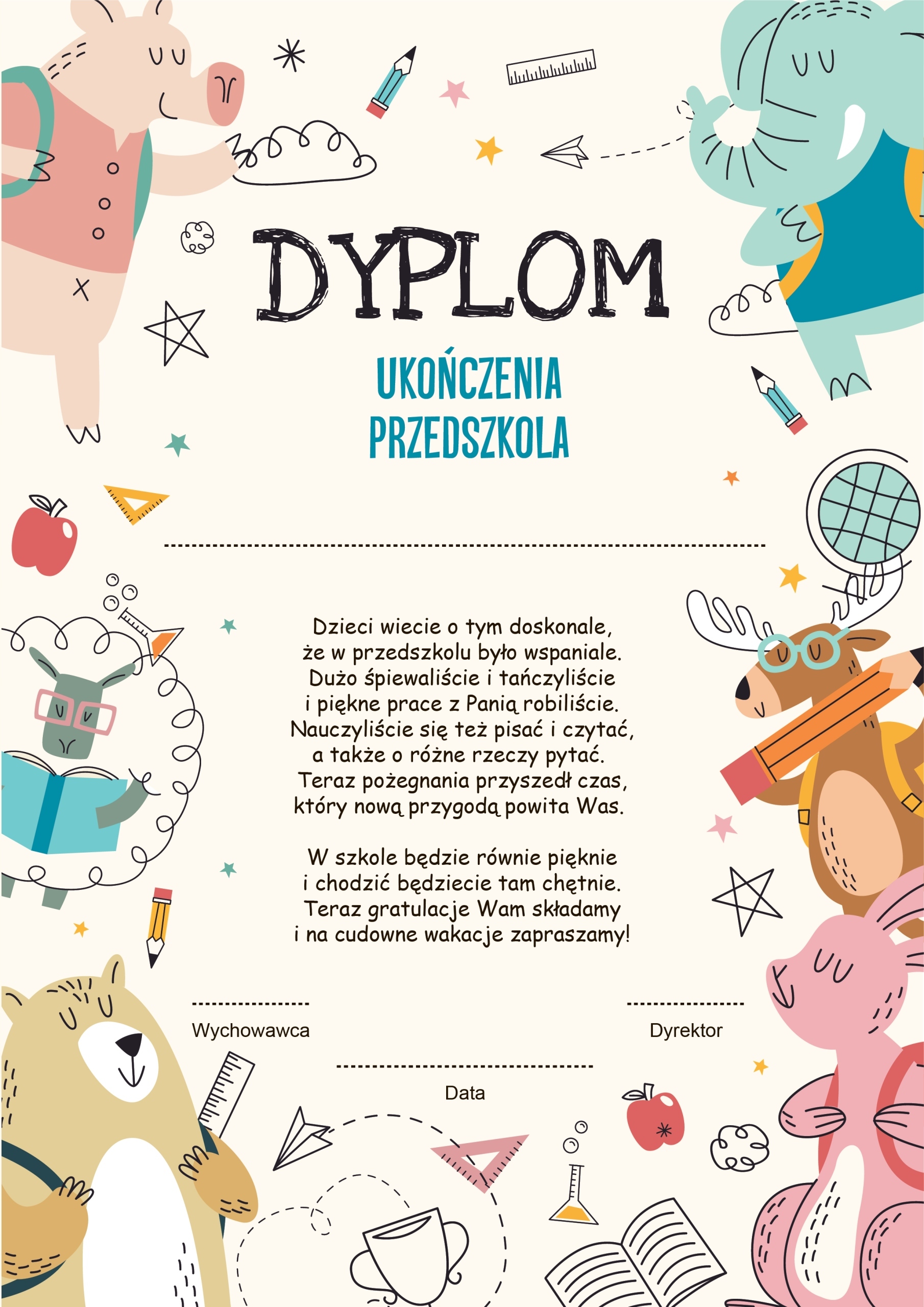

Dyplom ukończenia przedszkola wz. 1