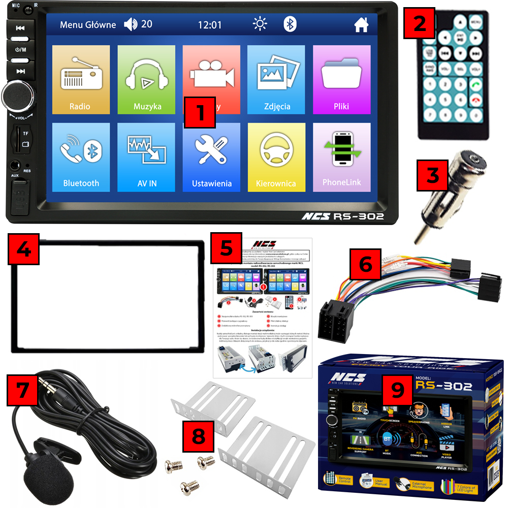 RADIO SAMOCHODOWE 7" do FORD GALAXY 2000 - 2005 BT Kod producenta RS-302