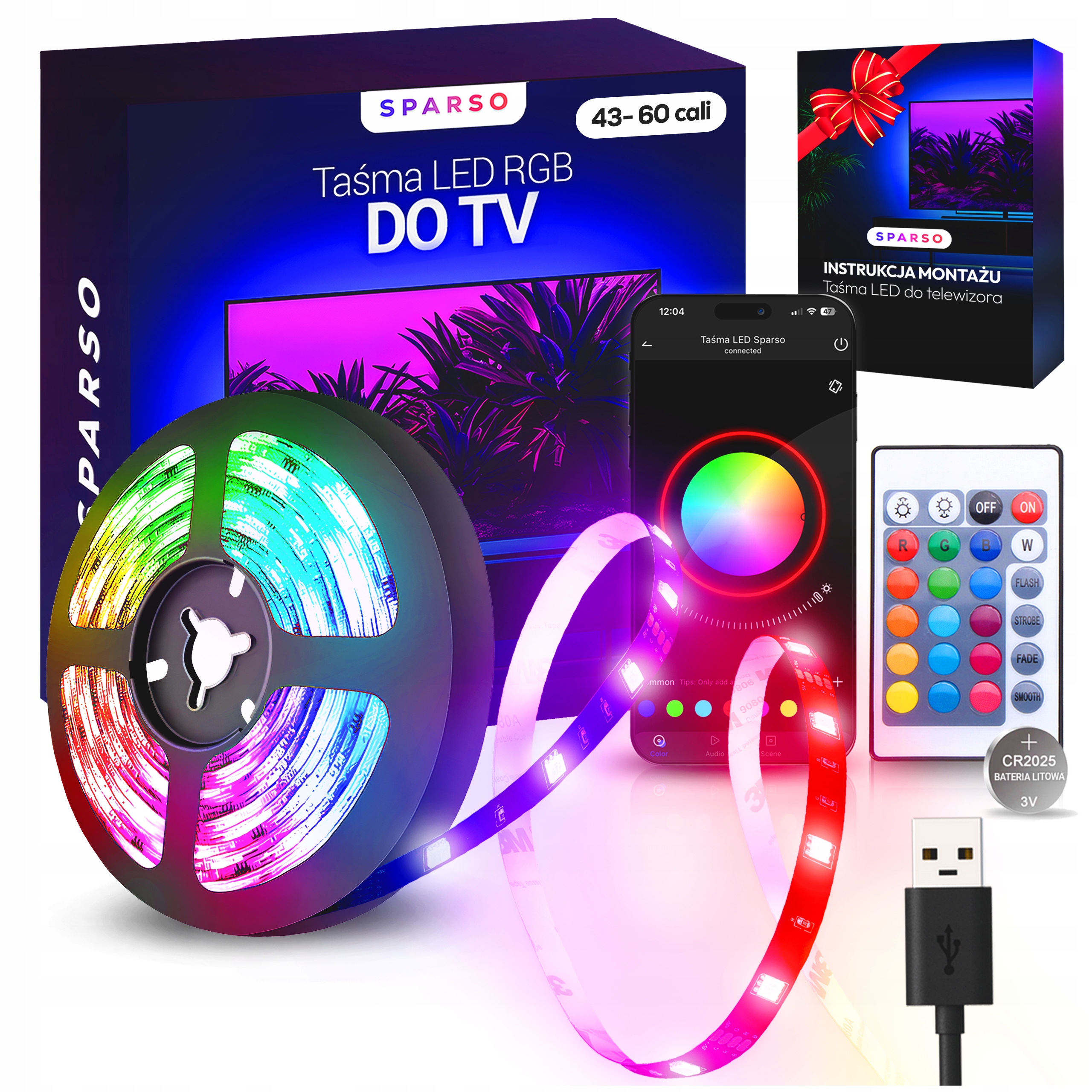Светодиодная лента RGB 4 м USB LED S для подсветки телевизора для пульта дистанционного управления телефоном