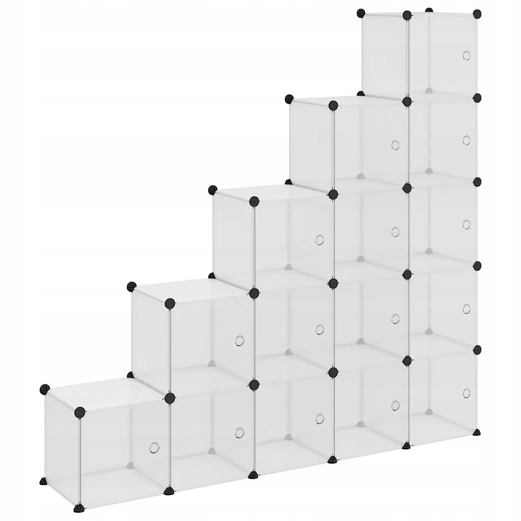 Kostkový regál s 15 moduly, Průhledný, 155 x 32 x 153,5 cm