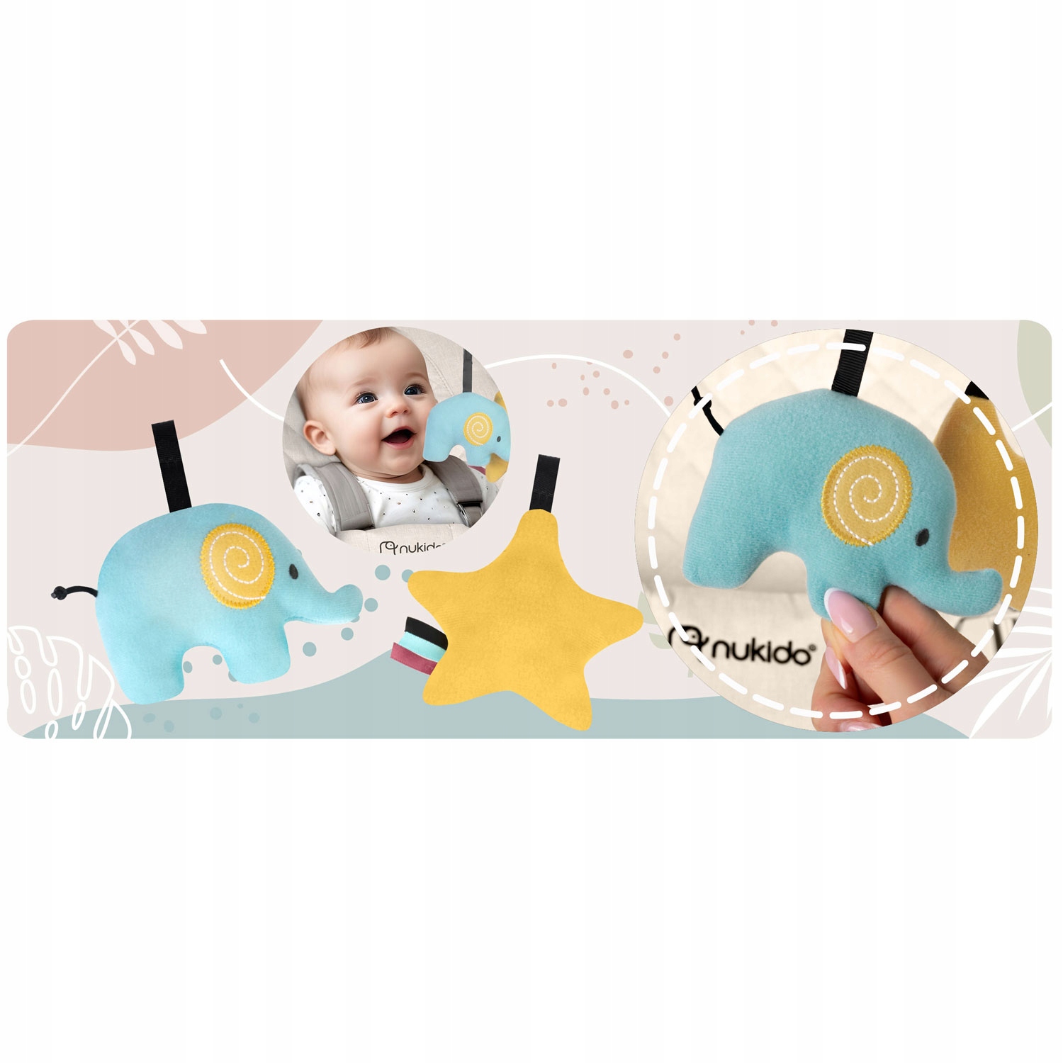 Leżaczek bujaczek z zabawkami NK-52 beżowy dla dzieci dziecka niemowląt Waga dziecka 0 - 9 kg