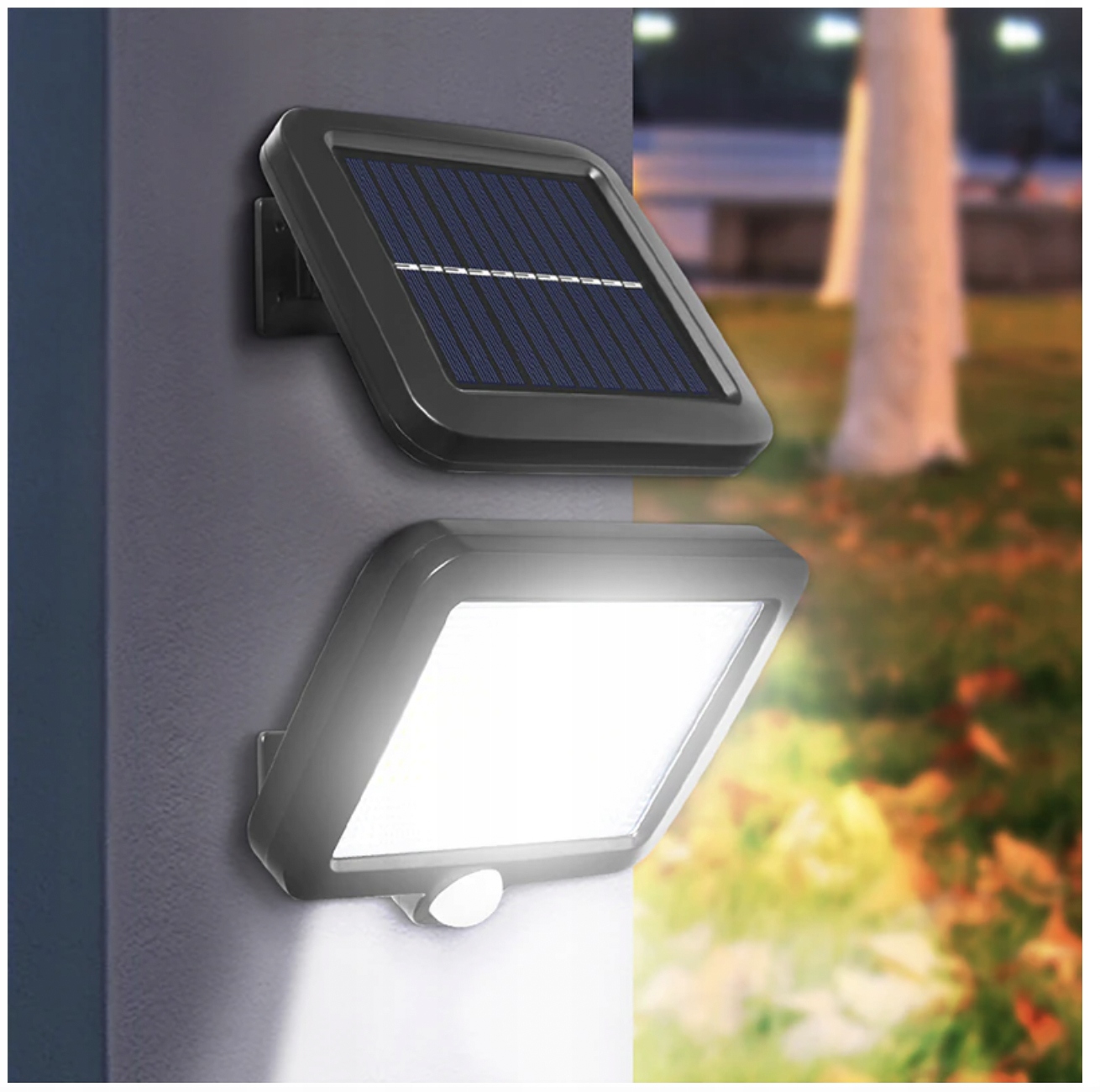LAMPA SOLARNA Z CZUJNIKIEM RUCHU 100 LED COB Zasilanie solarne