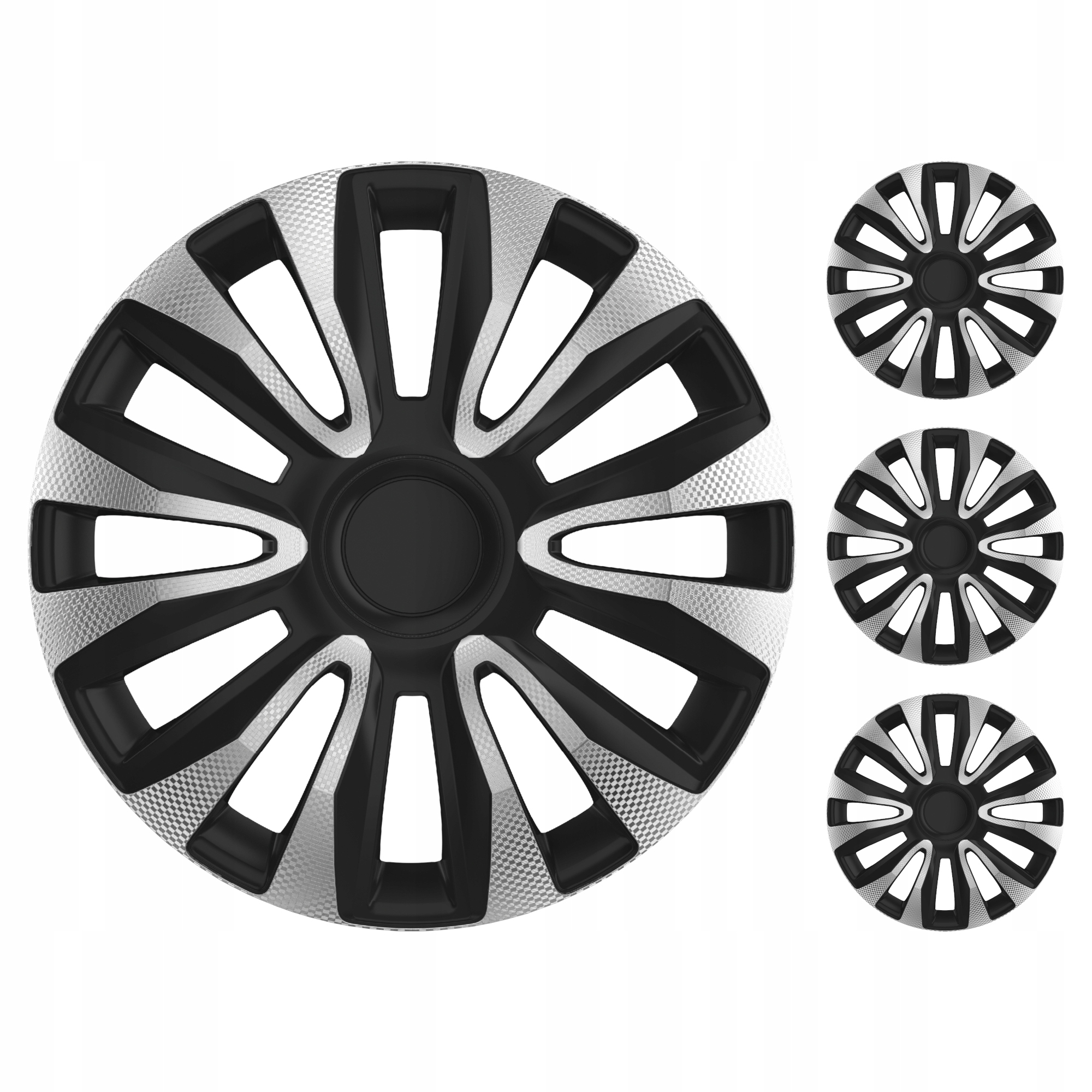 Poklice do auta Avalon Carbon Silver Black 15 palců