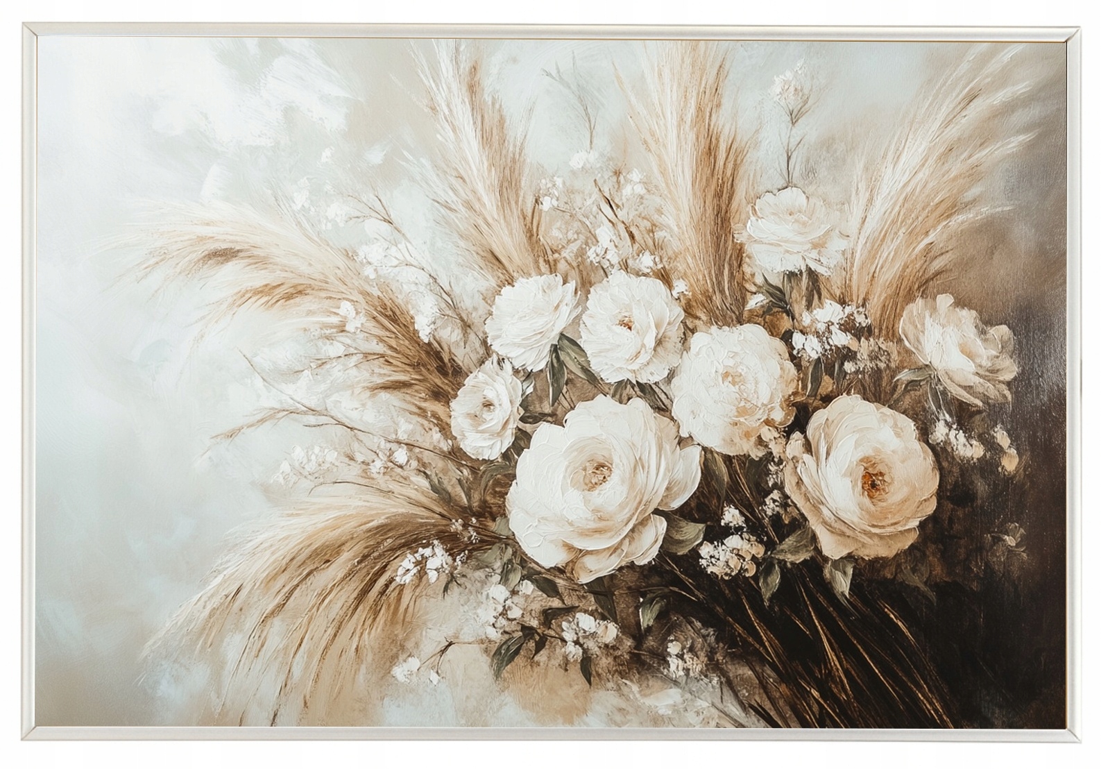 Plakát Rámeček Tráva Kytice Pivoňka Růže Boho Kompozice 60x40