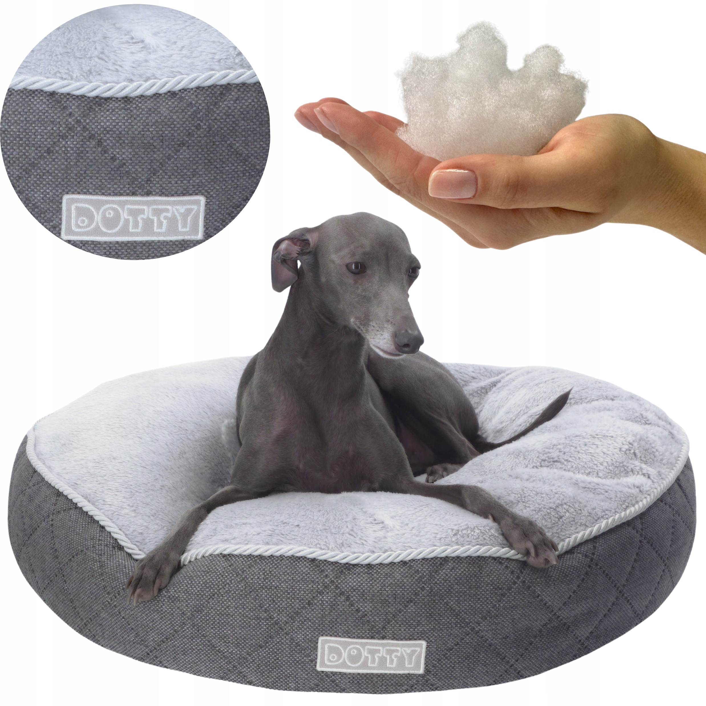 Kulatá taburet polštář pro psa kočku, měkké pelíšek potah Dotty plyš